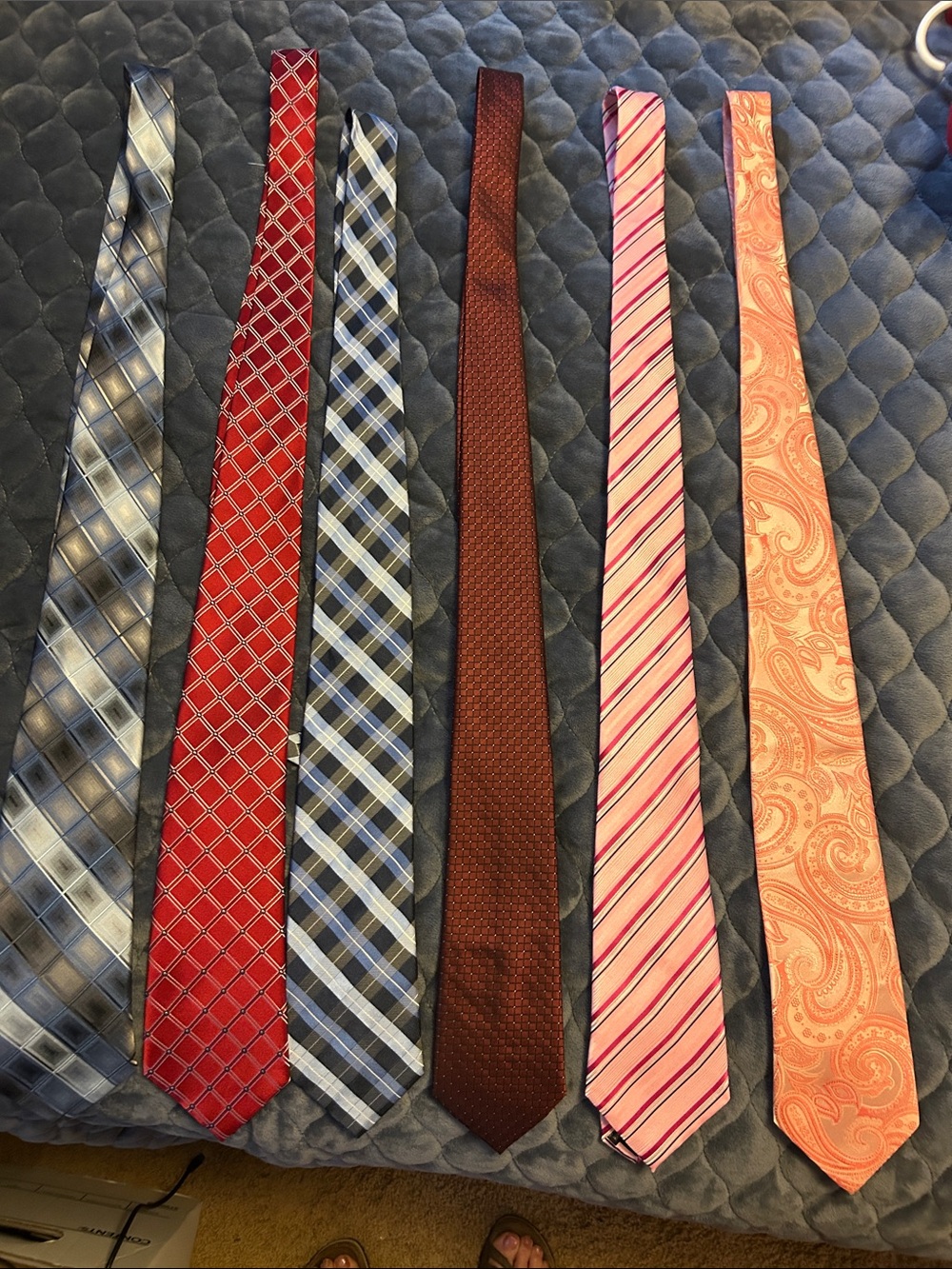 Men's ties for longer torsos - set of 6 2 blue 2 red 2 pink